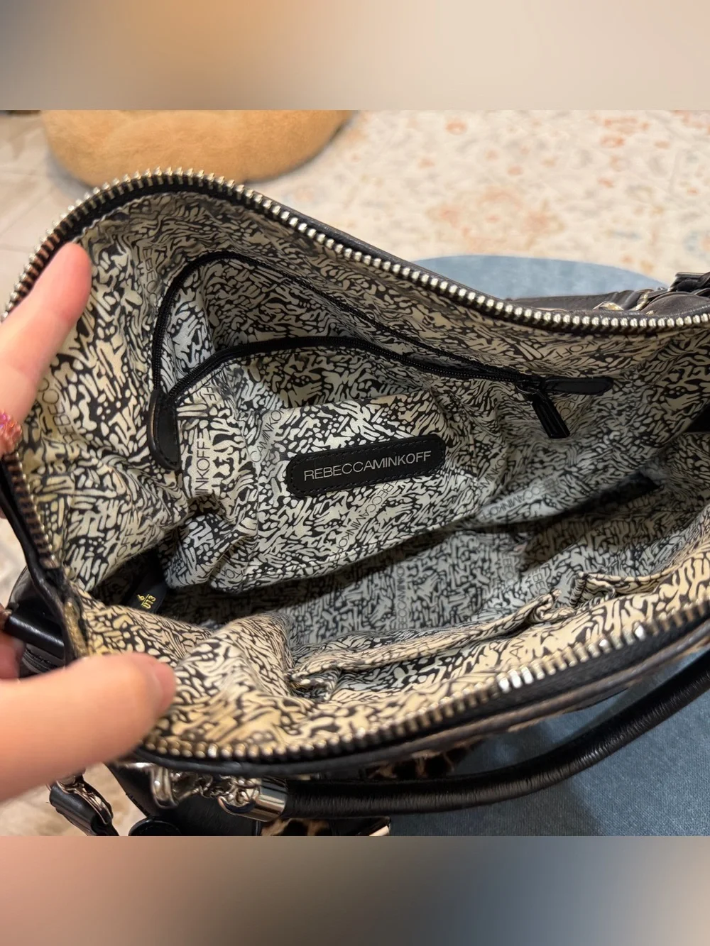 Rebecca Minkoff y2k Black Leather Satchel with Silver Hardware